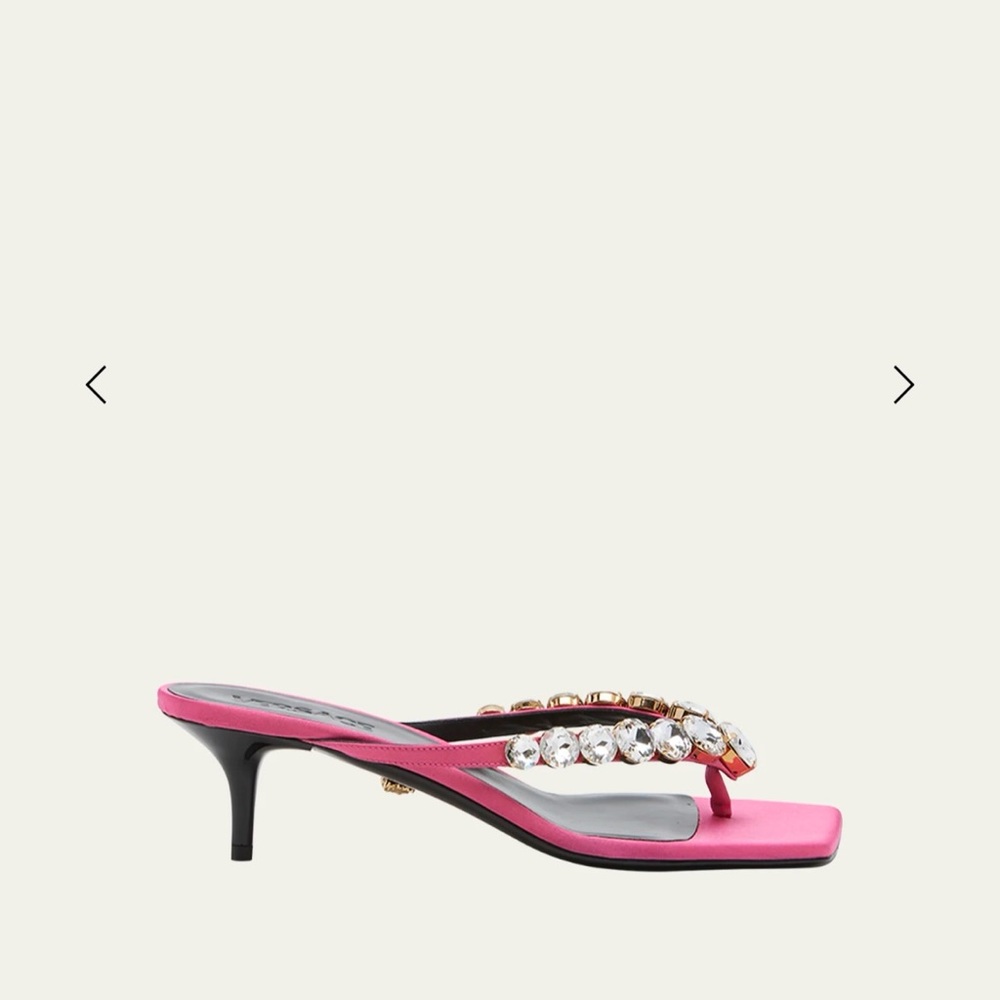 BRAND NEW! Versace Crystal Kitten Heel Flip Flop